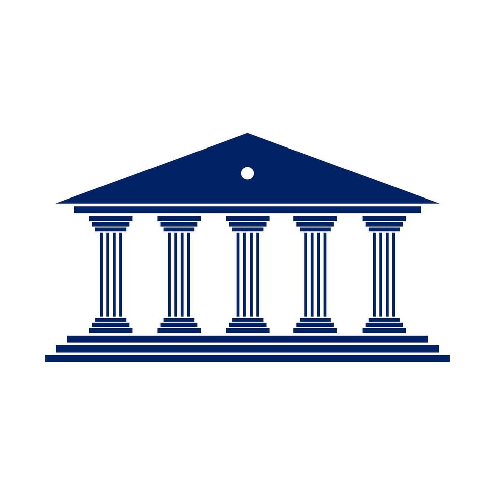 Bank, museum or library icon.Classical architecture building with columns.Flat illustration easy to edit and customize.Column pillar parthenon landmark.. vector