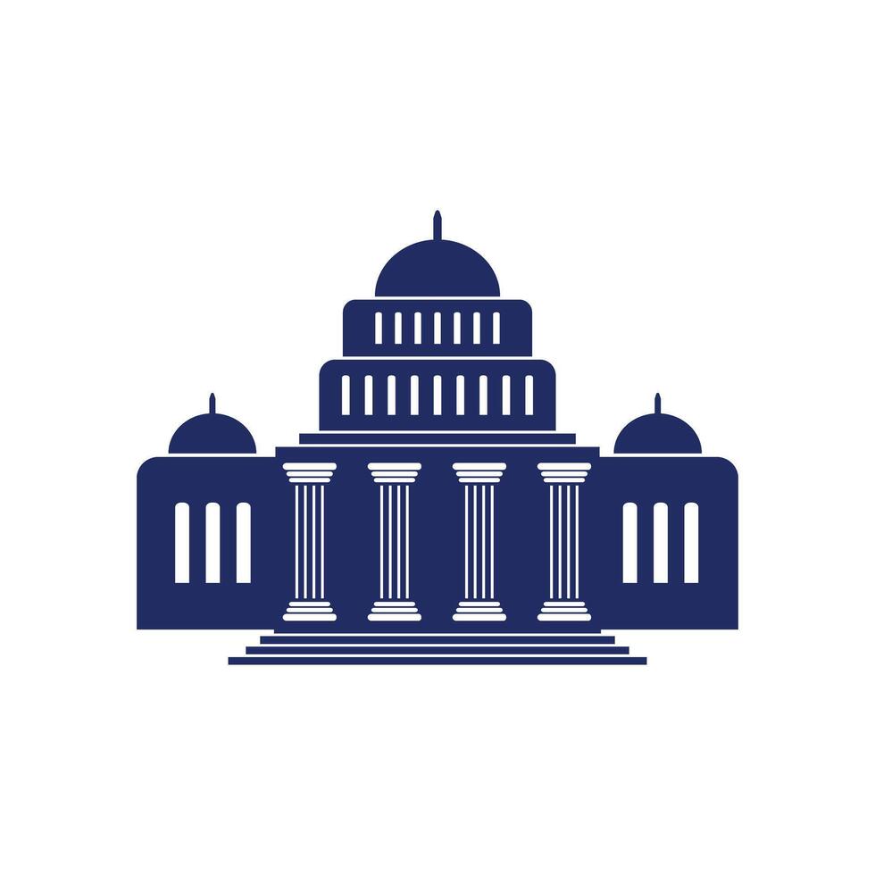 Bank, museum or library icon. Classical architecture building with columns. flat illustration easy to edit and customize. . Column pillar parthenon landmark. vector