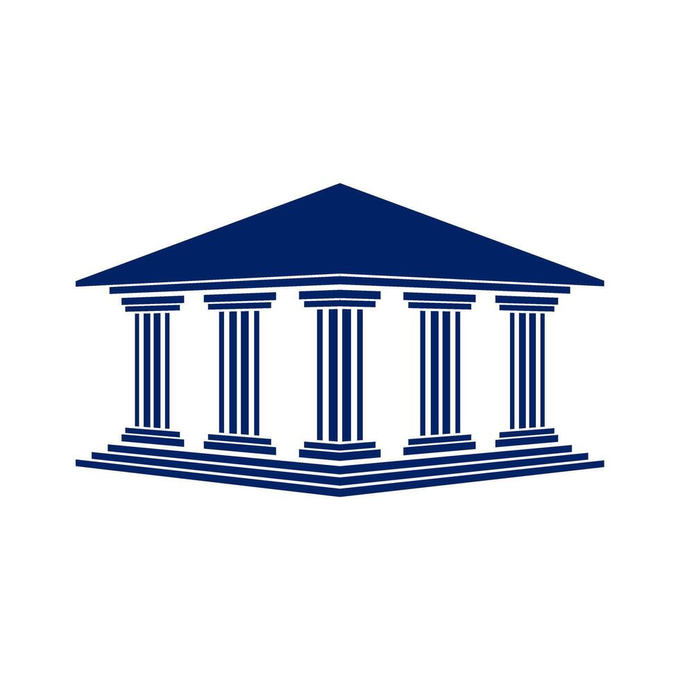 Bank, museum or library icon.Classical architecture building with columns.Flat illustration easy to edit and customize.Column pillar parthenon landmark.. vector