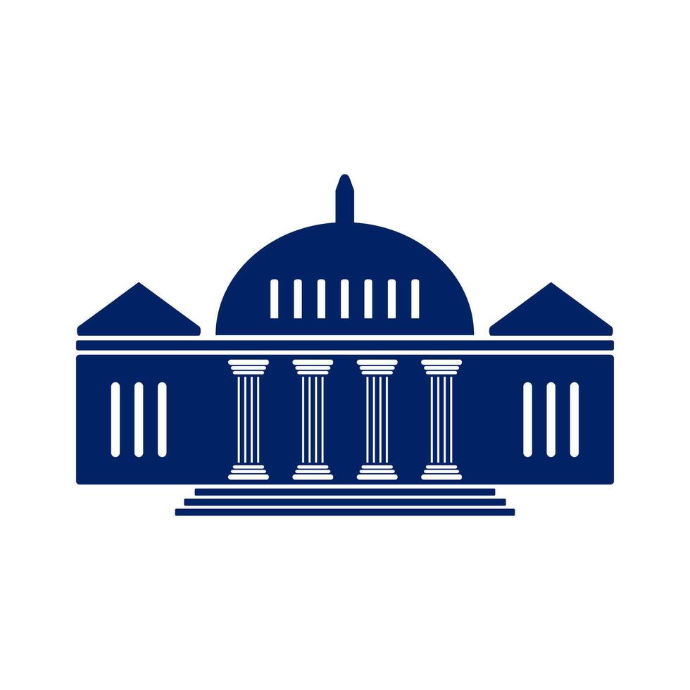 Bank, museum or library icon. Classical architecture building with columns. flat illustration easy to edit and customize. . Column pillar parthenon landmark. vector