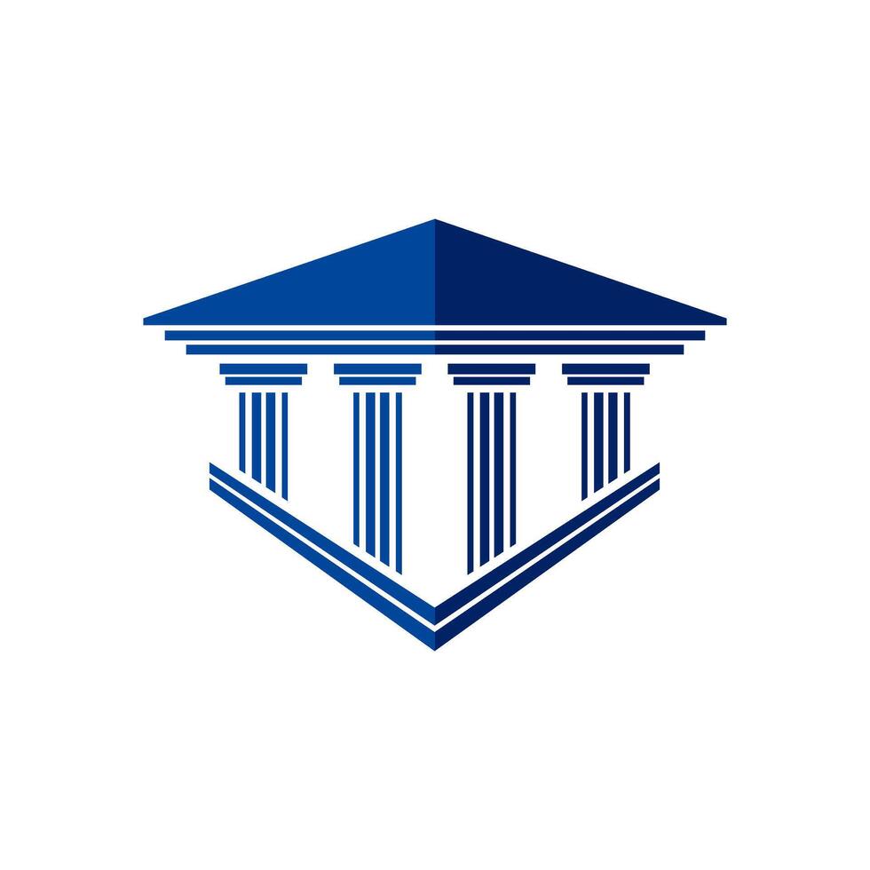 Bank, museum or library icon.Classical architecture building with columns.Flat illustration easy to edit and customize.Column pillar parthenon landmark.. vector