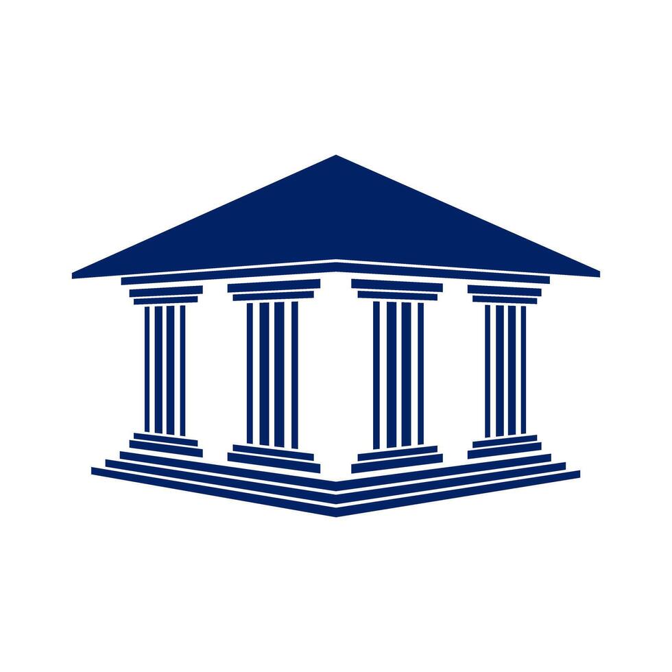 Bank, museum or library icon.Classical architecture building with columns.Flat illustration easy to edit and customize.Column pillar parthenon landmark.. vector