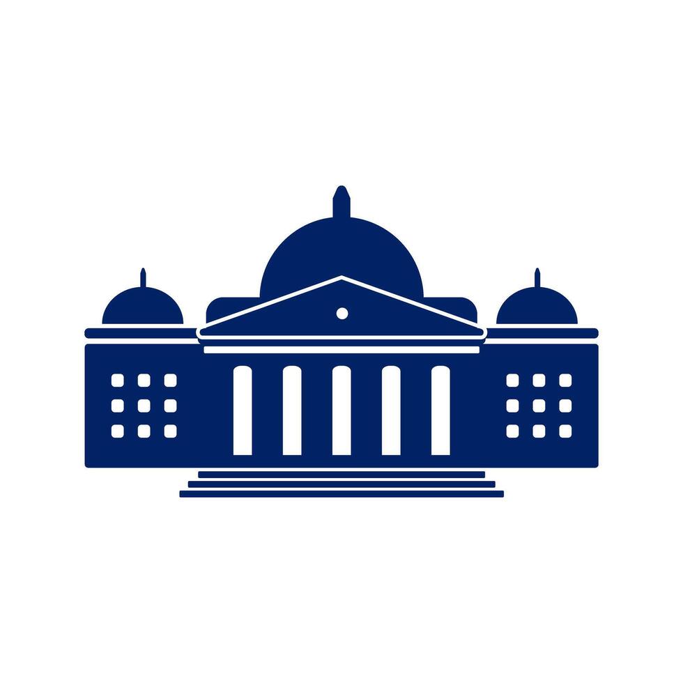 Bank, museum or library icon. Classical architecture building with columns. flat illustration easy to edit and customize. . Column pillar parthenon landmark. vector