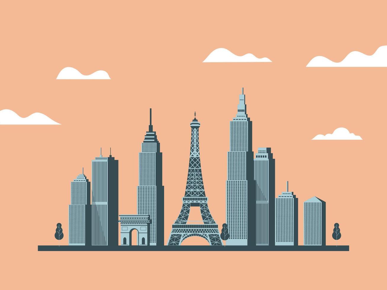 París ciudad plano ilustración vector