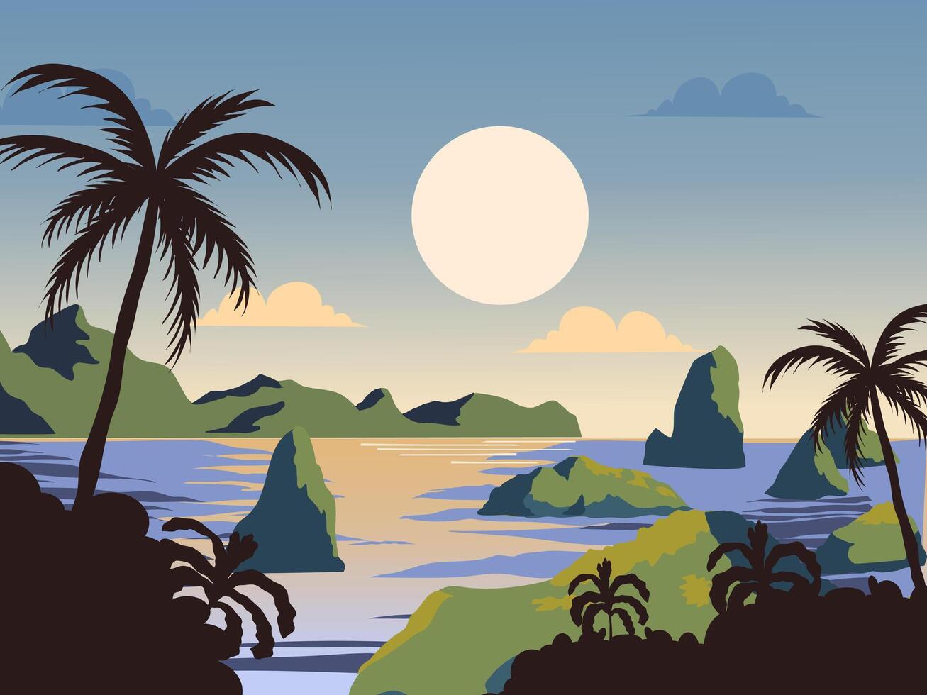 Beach background flat illustration vector