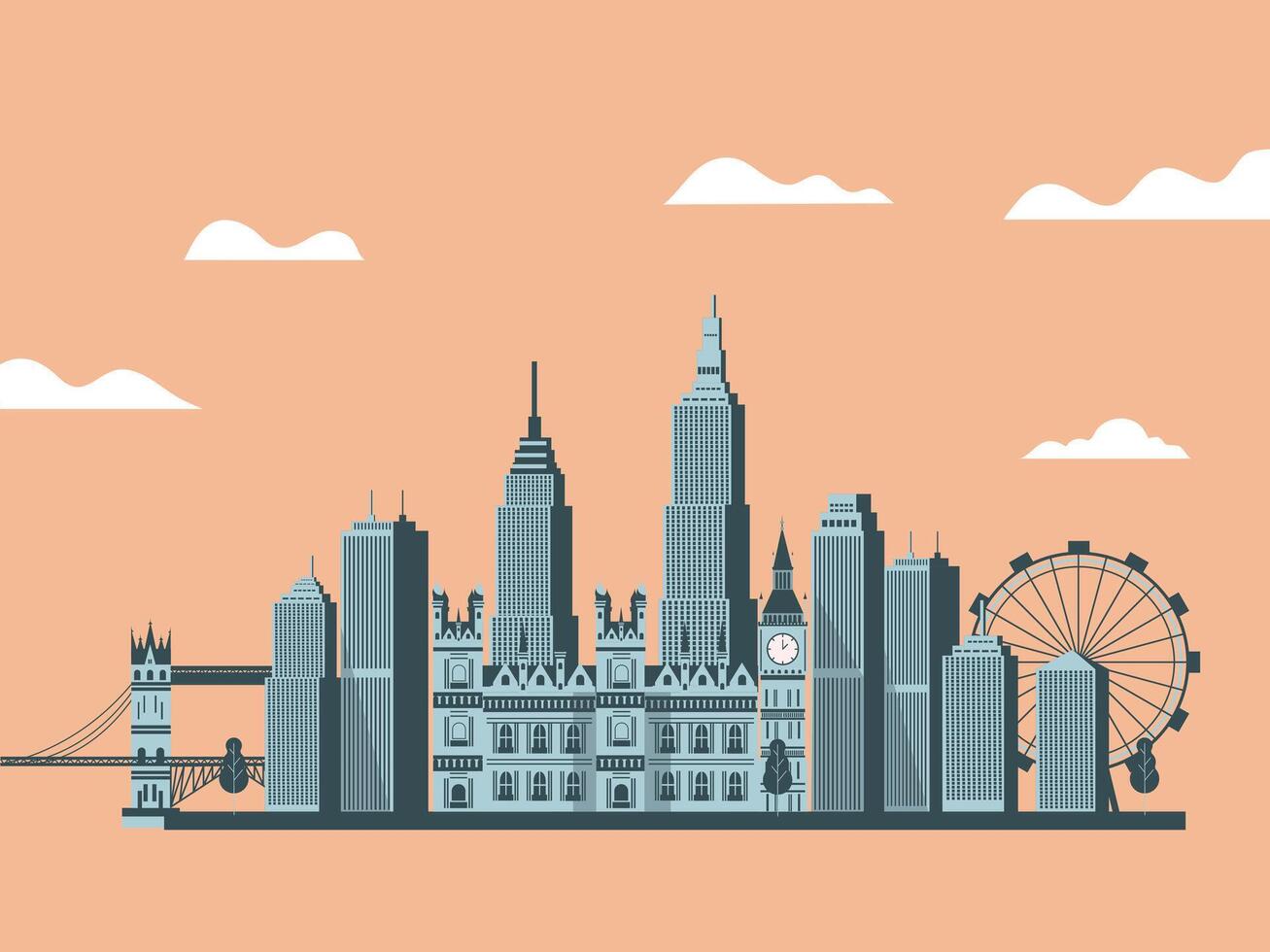 Londres ciudad plano ilustración vector