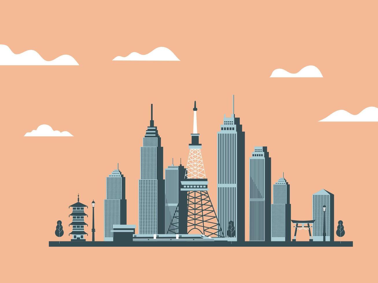 Tokyo city flat illustration background vector