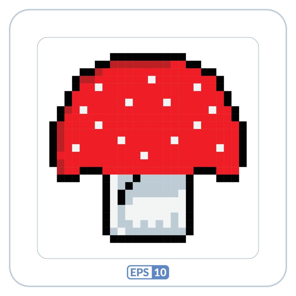 mashroom pixelación icono. champiñón, vegetal color pixelación símbolo vector