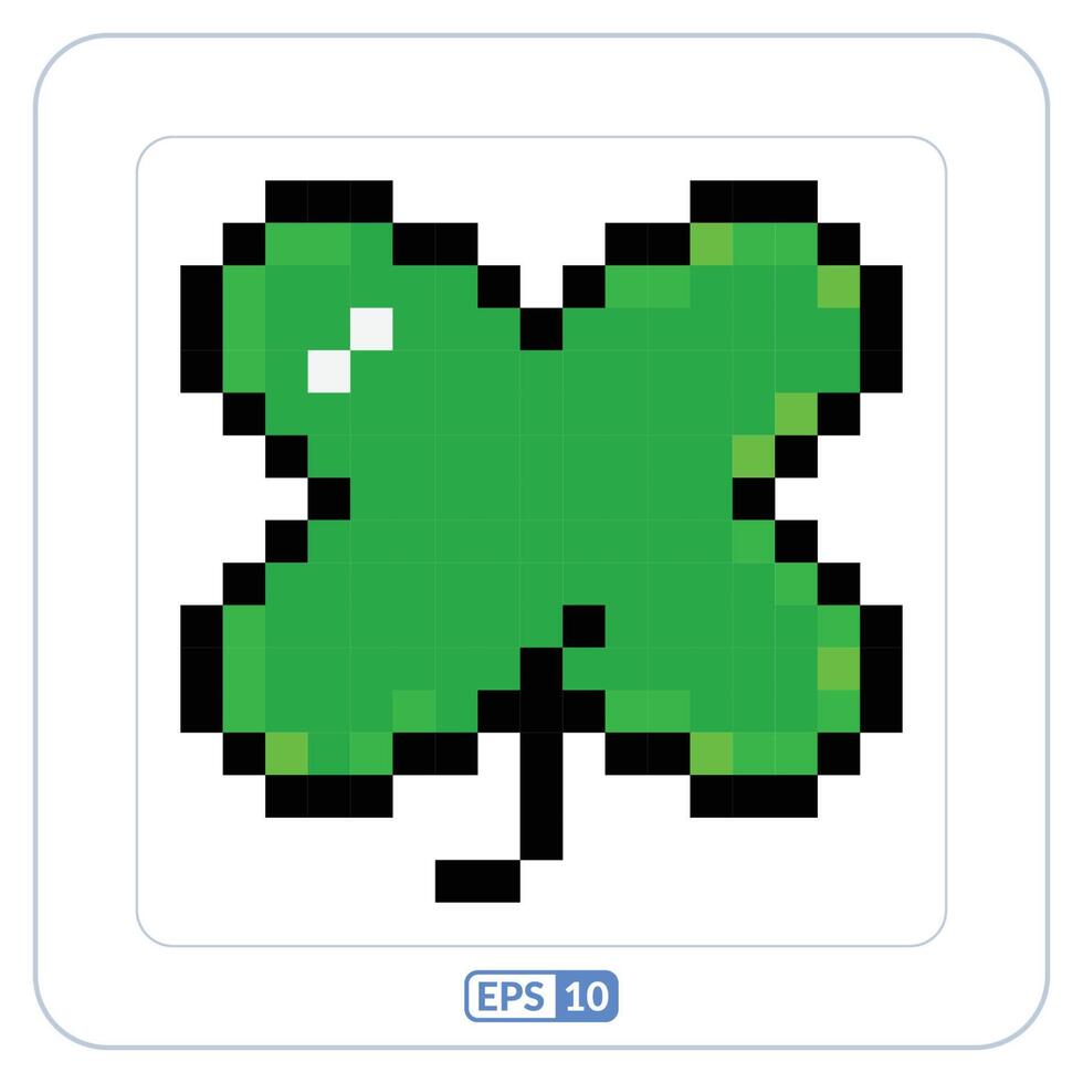 Four leaf clover pixelation icon. Clover, four leaf clover color pixelation symbol vector