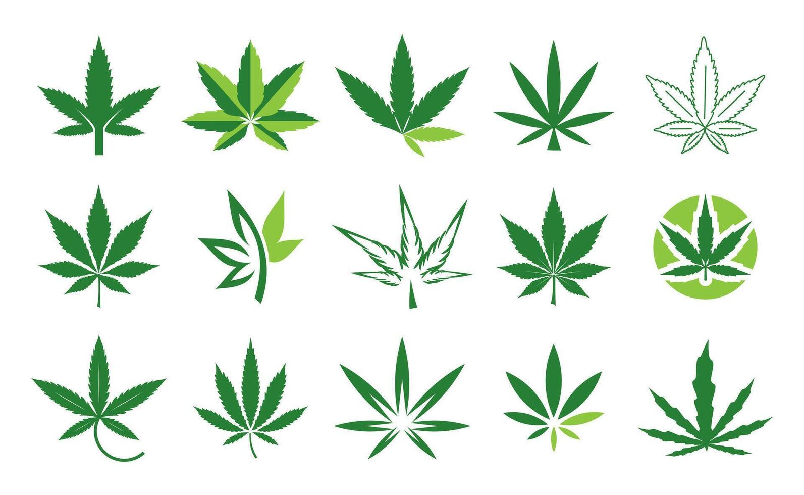 Canabis or cannabis marijuana symbol set collection vector