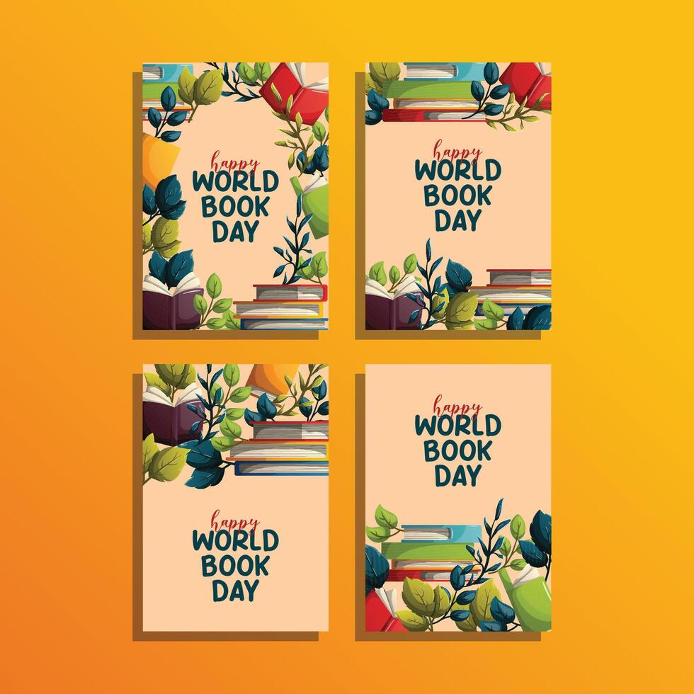 set world book day background card vector