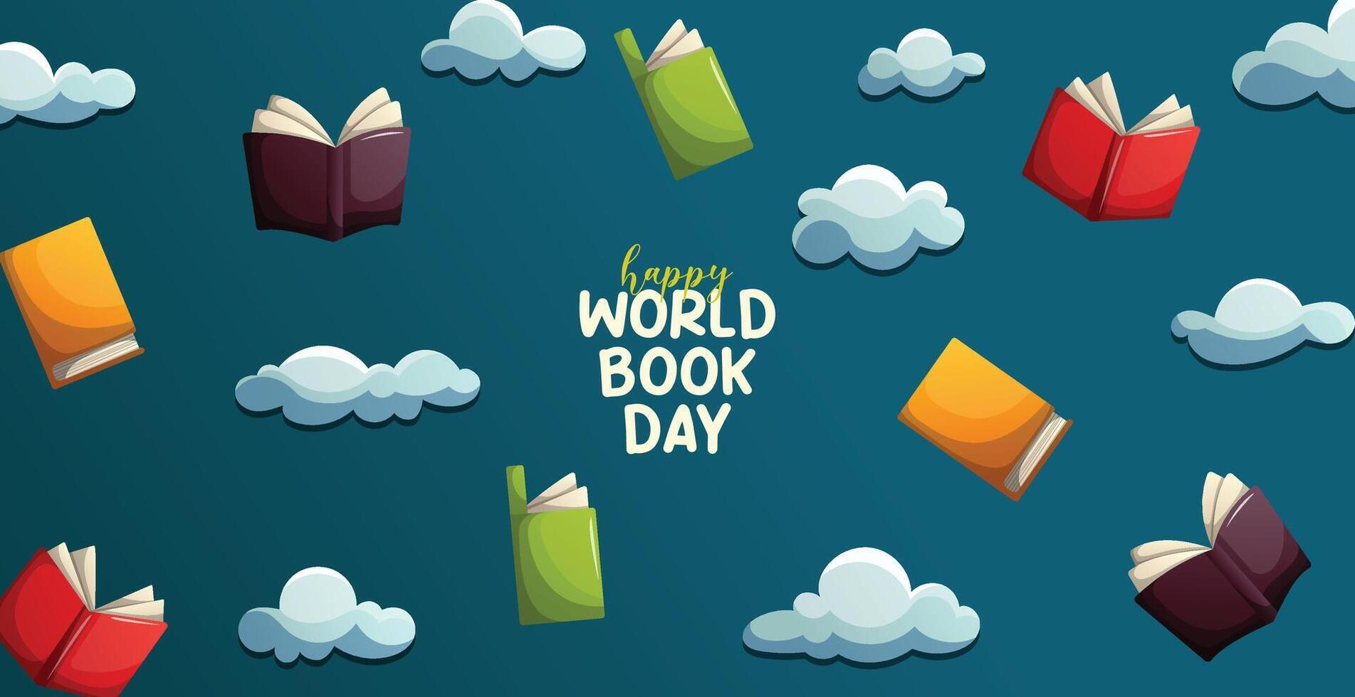 world book day background with flying book vector