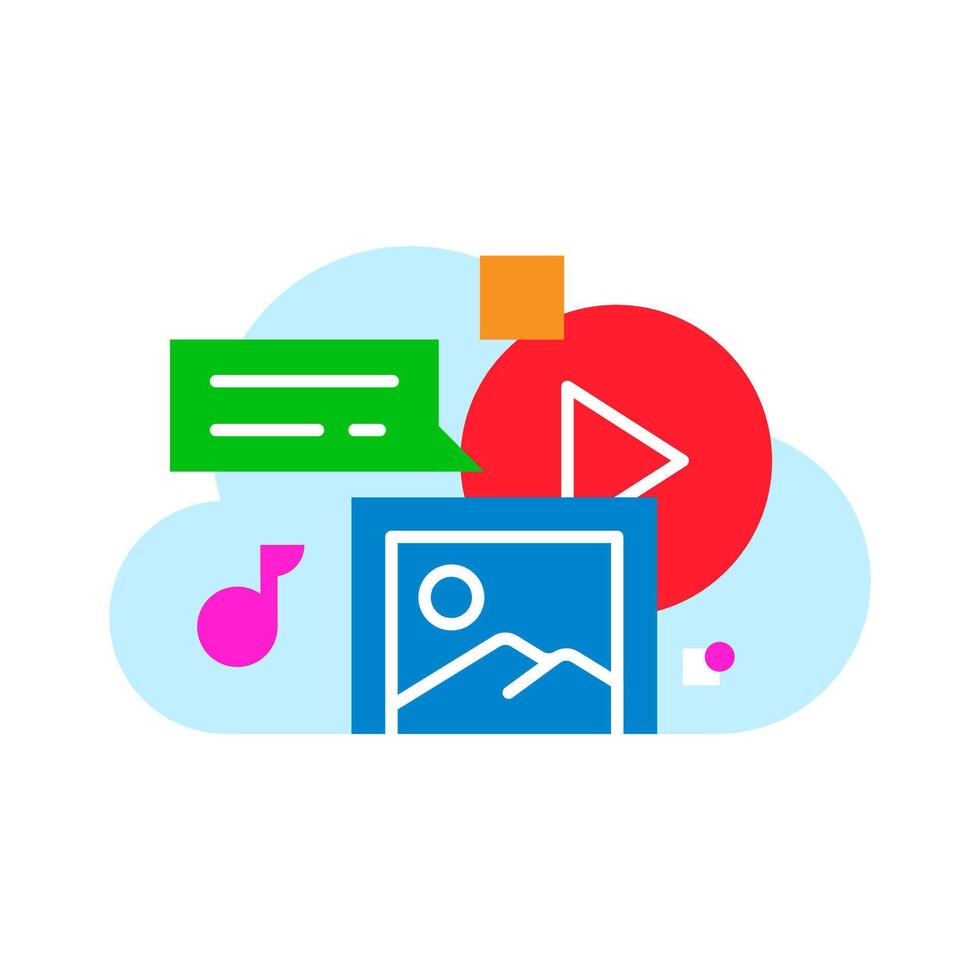 backup and save media in cloud storage concept illustration flat design. simple modern graphic element for landing page ui, infographic, icon vector