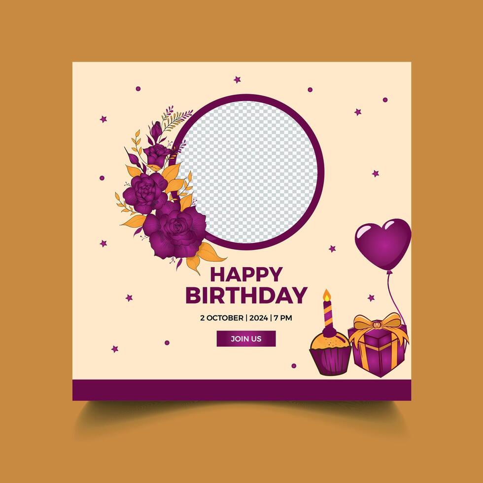 Birthday social media post vector