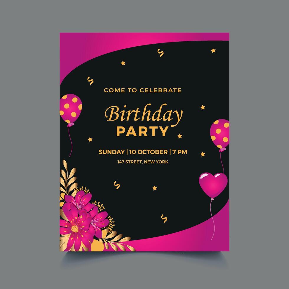 Happy birthday flyer template design vector