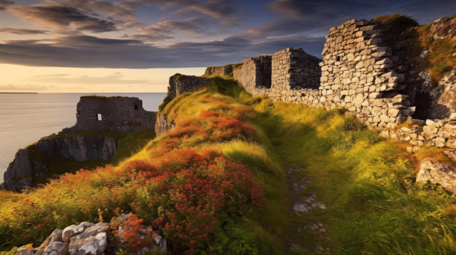 Ancient fort remains amid lush greenery photo