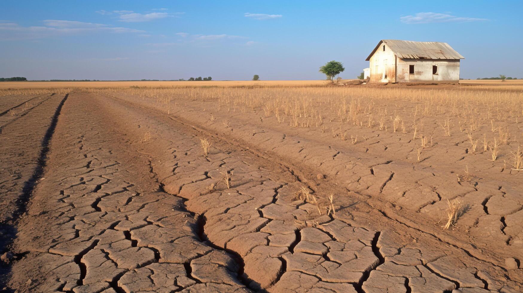 Arid land advancing over farm soil photo