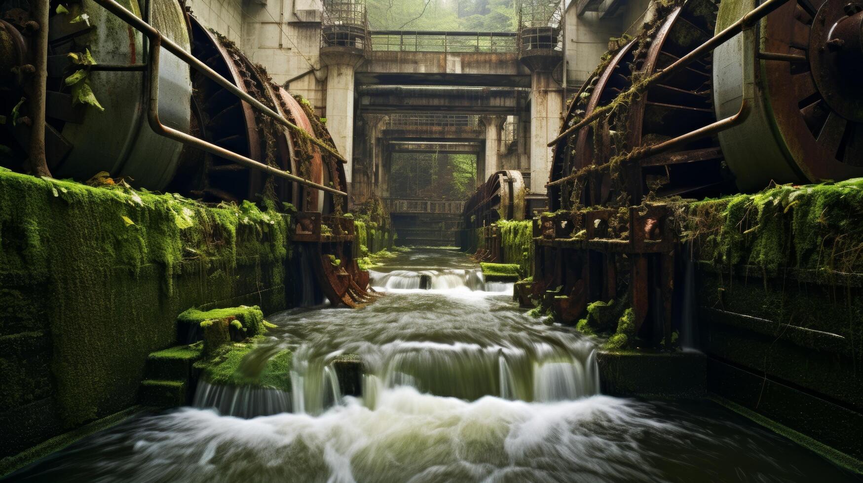 Deserted power station with decaying structures photo