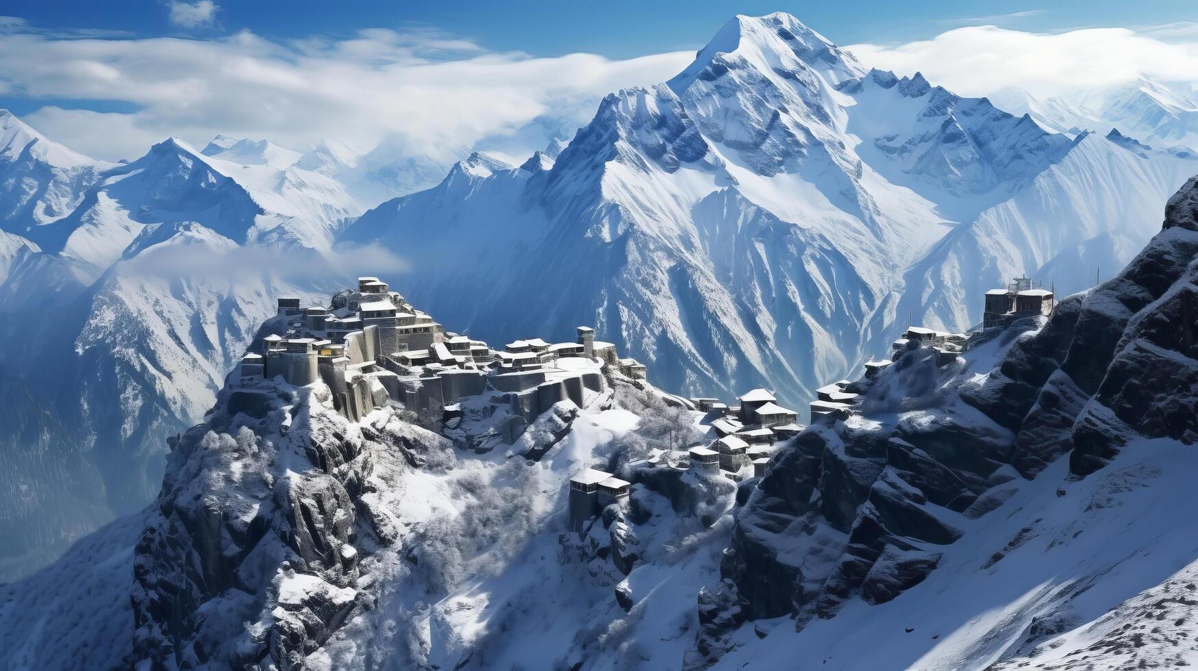 Winter mountain castle photo