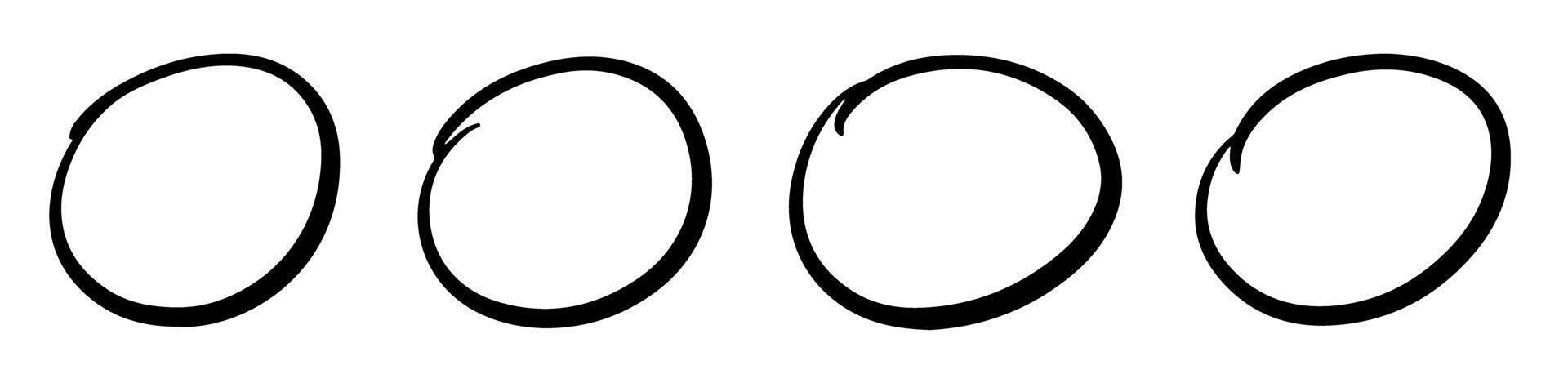 Set of Hand-Drawn Black Oval Circles vector