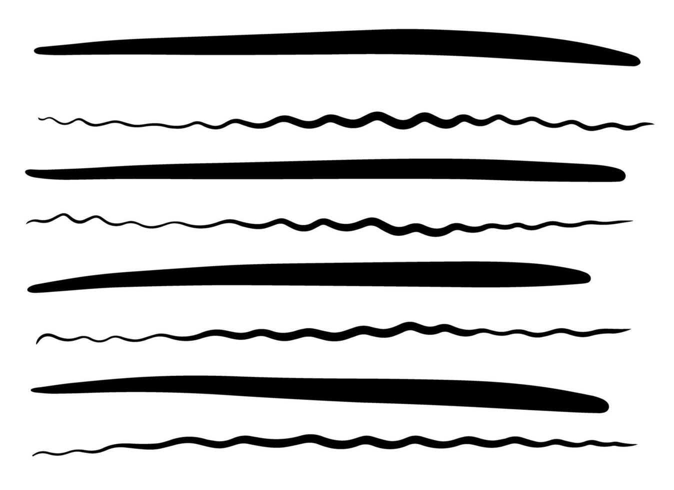 Set of Hand-Drawn Black Lines and Waves vector