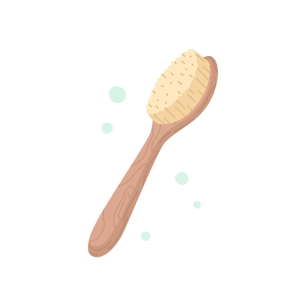 Body brush for bath or shower isolated on white, in a hand-drawn style. vector