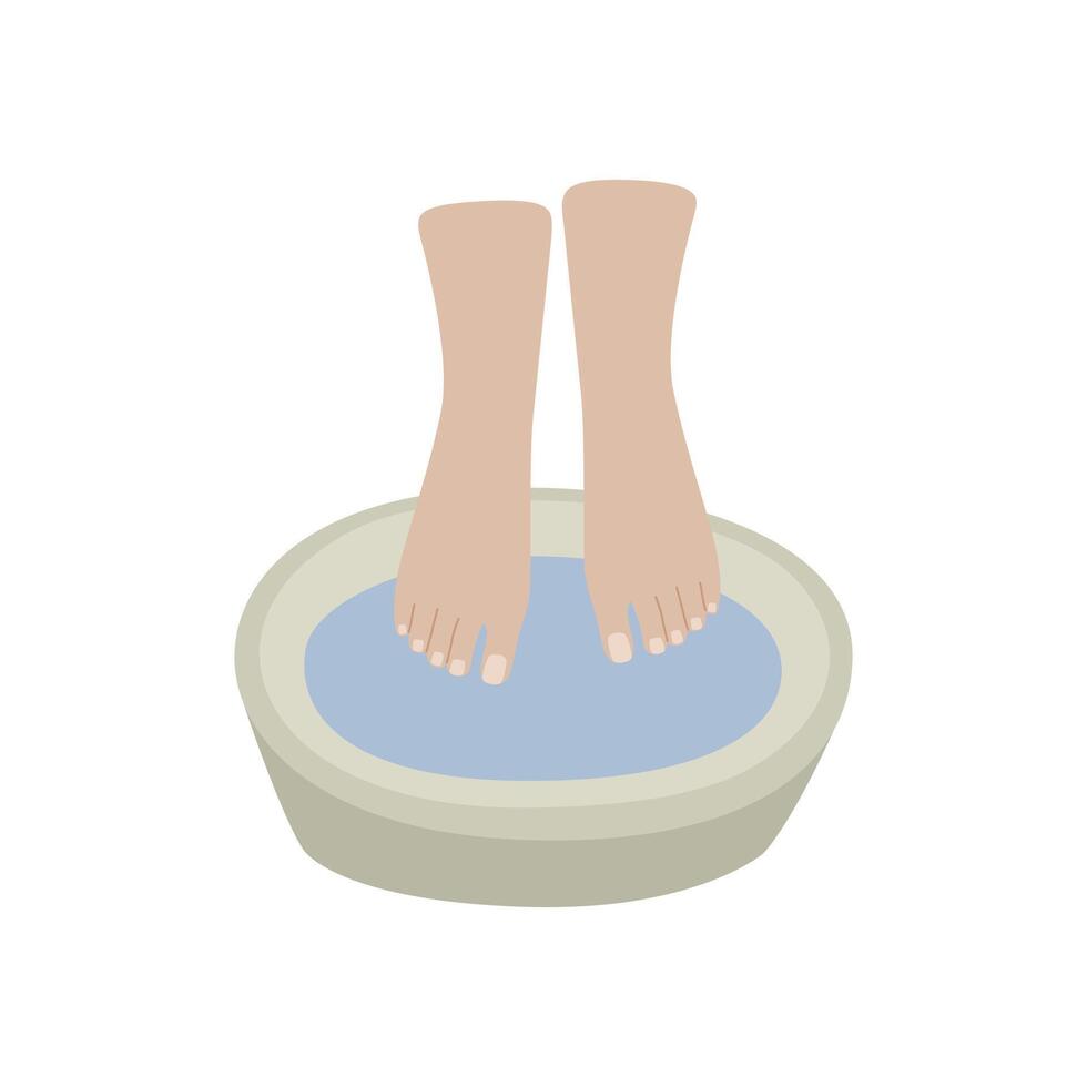 Foot bath. Female legs during massage. vector