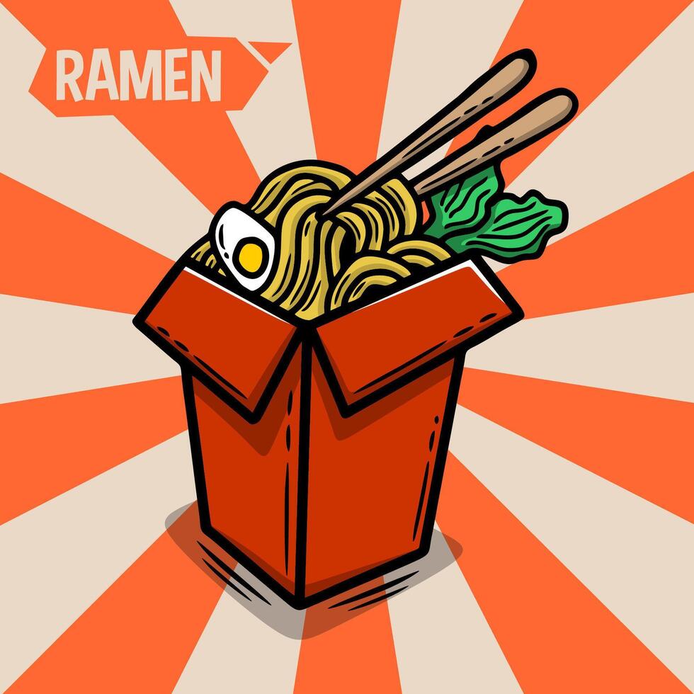 ramen cup hand drawn illustration vector