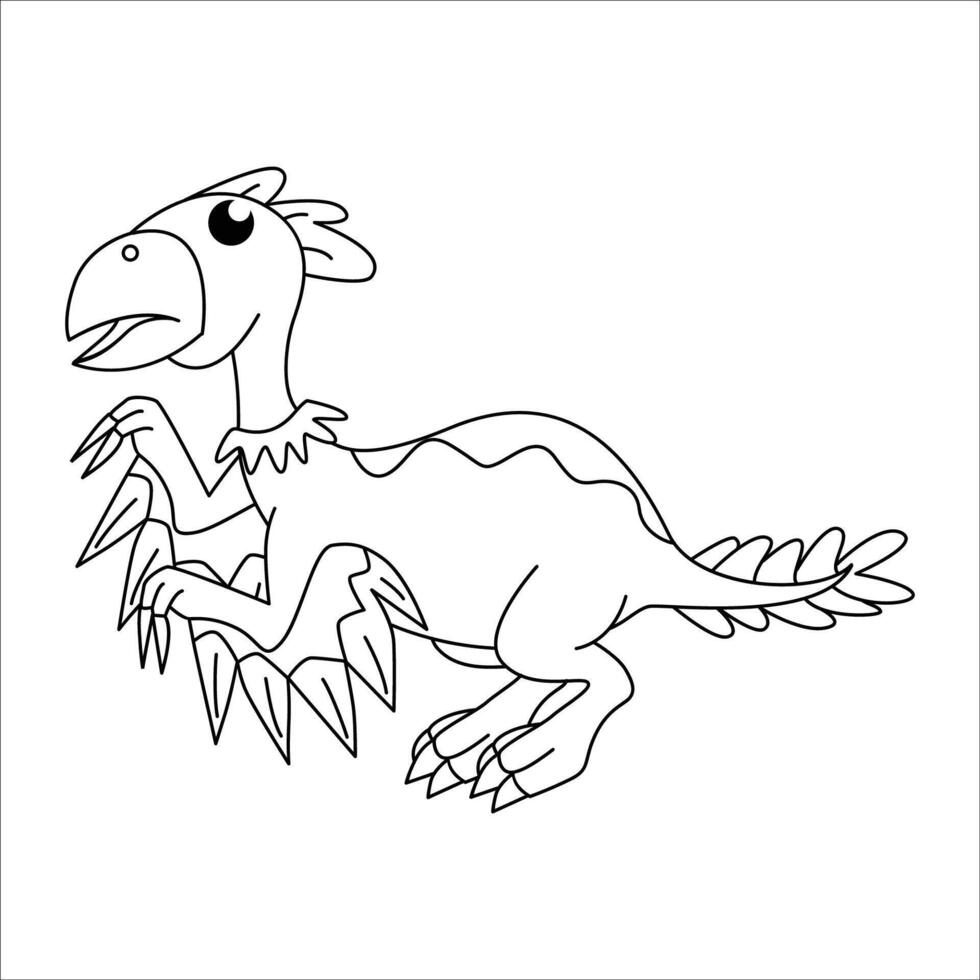 Cute dino archeopteryx outline illustration vector