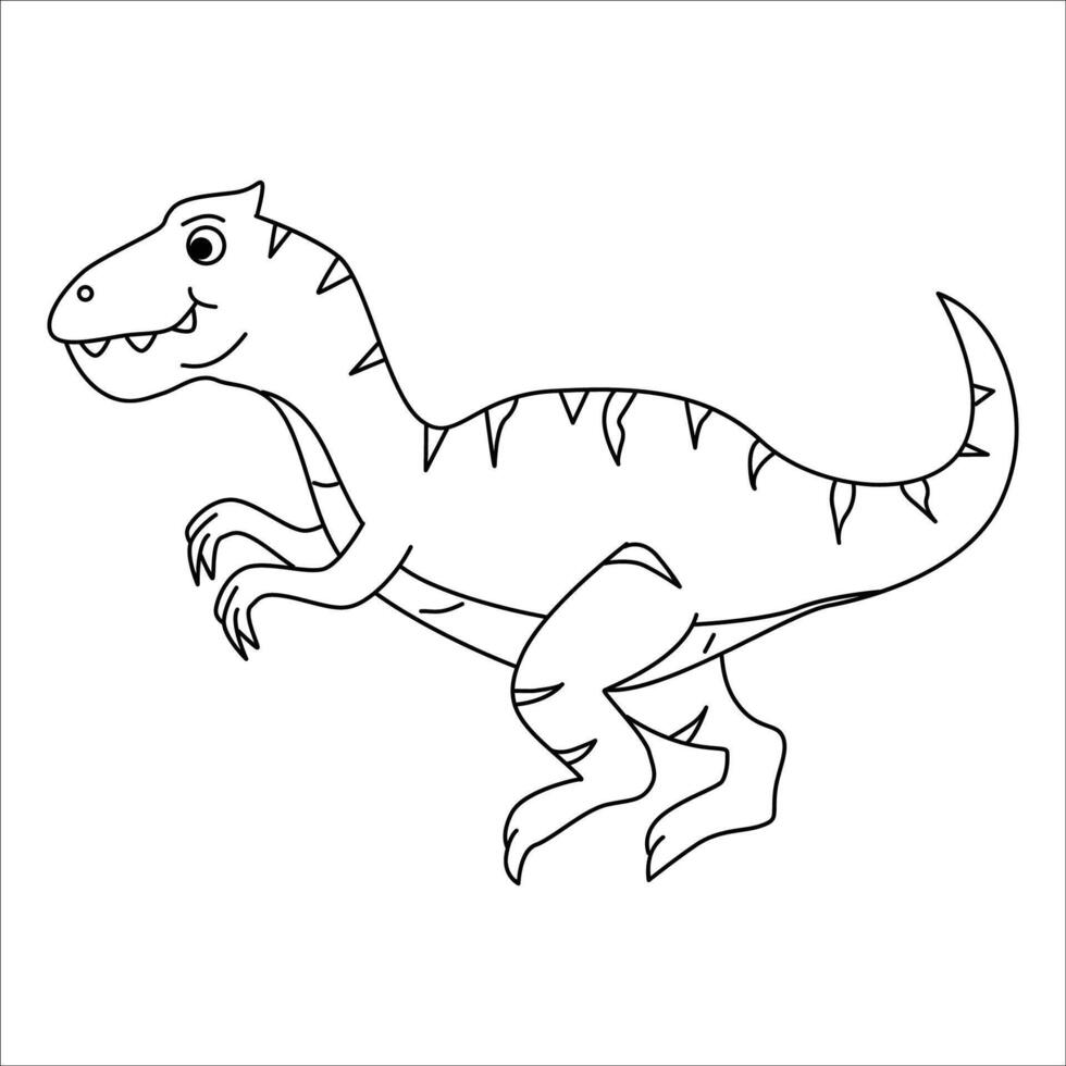 Funny Dino coloring page. Illustration of dinosaur animals vector