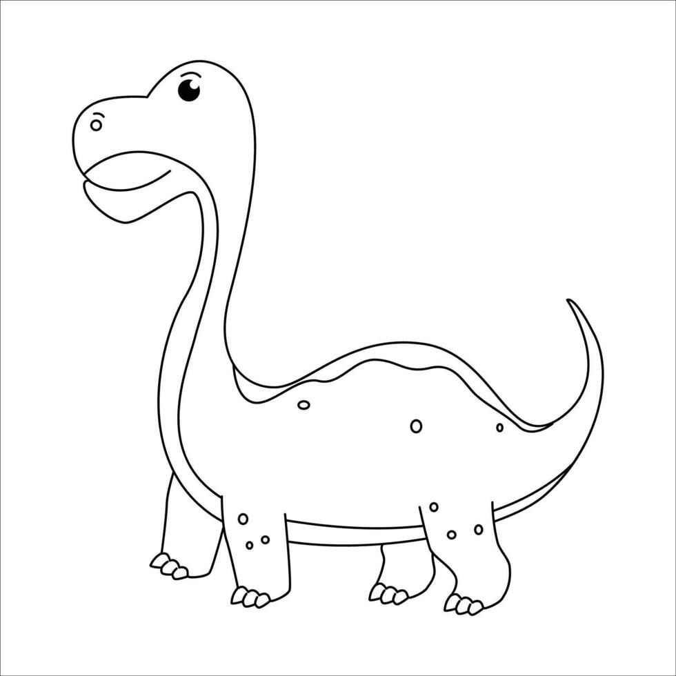 Cute dino brachiosaurus outline illustration vector