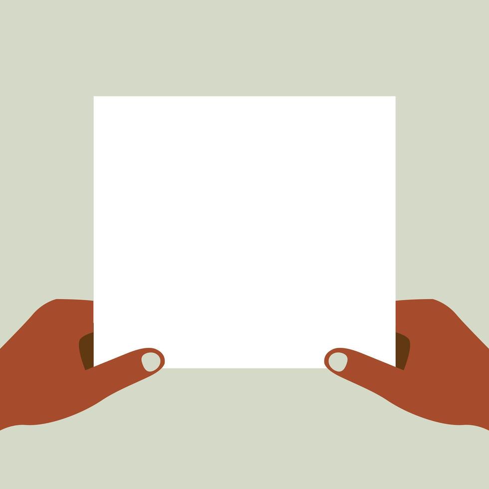 Blank sheet of paper in hand. Empty business document for presentation. vector