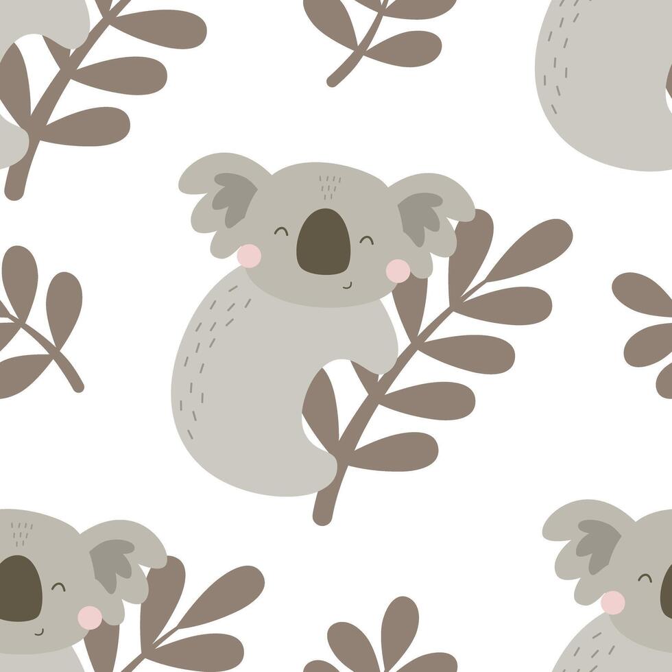 seamless pattern with cartoon koala vector