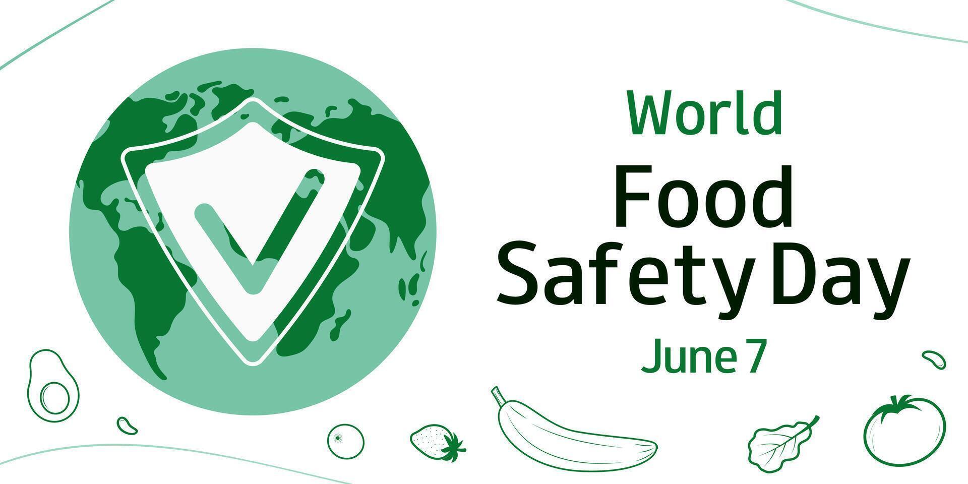 World Food Safety Day. June 7. Design for background, banner, card, poster with Earth and text. vector