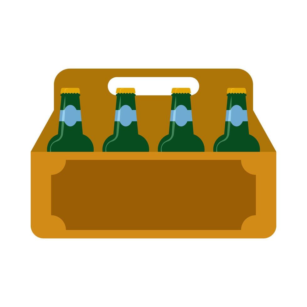 tienda de comestibles comida sencillo objetos. cerveza caja. dibujos animados plano icono. vector