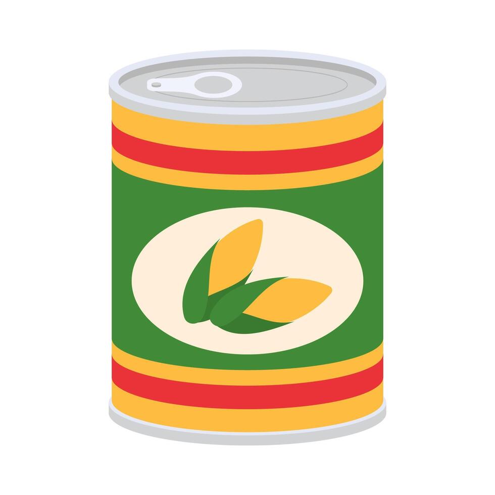 Grocery Food simple objects. Canned vegetables. Beans, mushrooms, corn and tomatoes. cartoon flat icon. vector