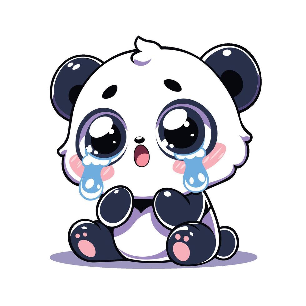 Kawaii Panda Crying Illustration vector