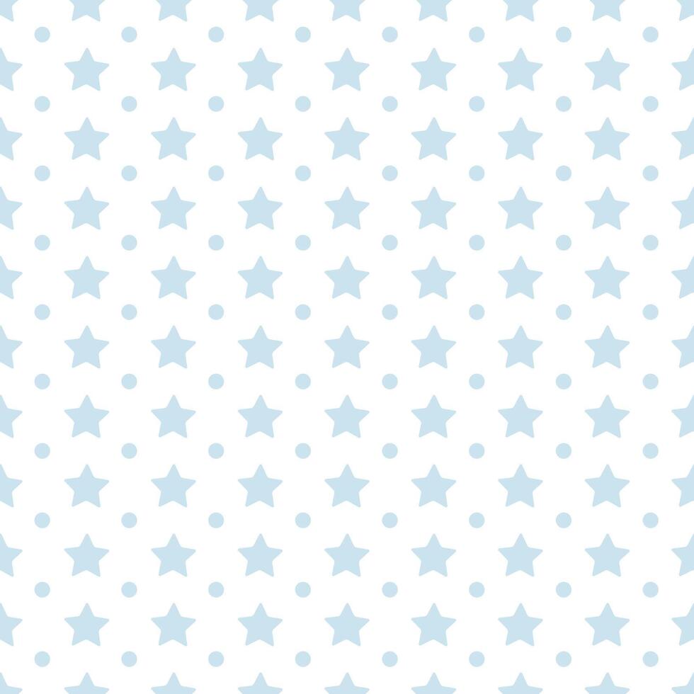 Seamless pattern with stars and polka dots. Cute, baby design for new boy. Pattern for nursery decor, for babies vector