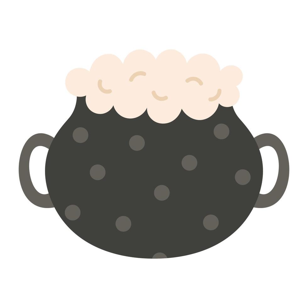 isolated illustration magic cauldron with foam or potion. vector