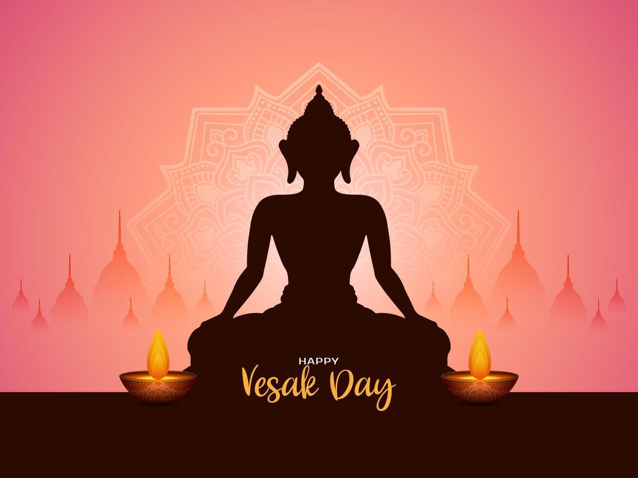 Happy Buddha purnima or Vesak day card with gautam buddha design vector