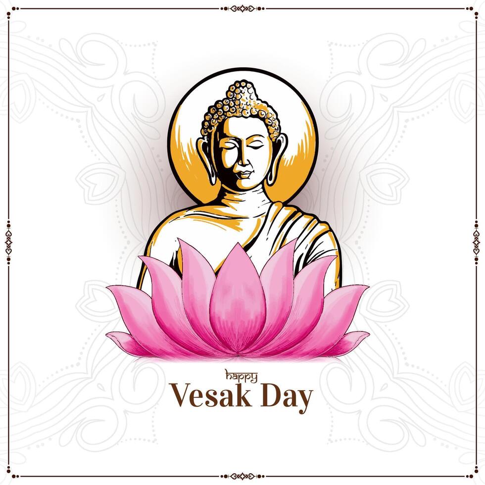 contento Buda purnima o vesak día tarjeta con gautam Buda diseño vector