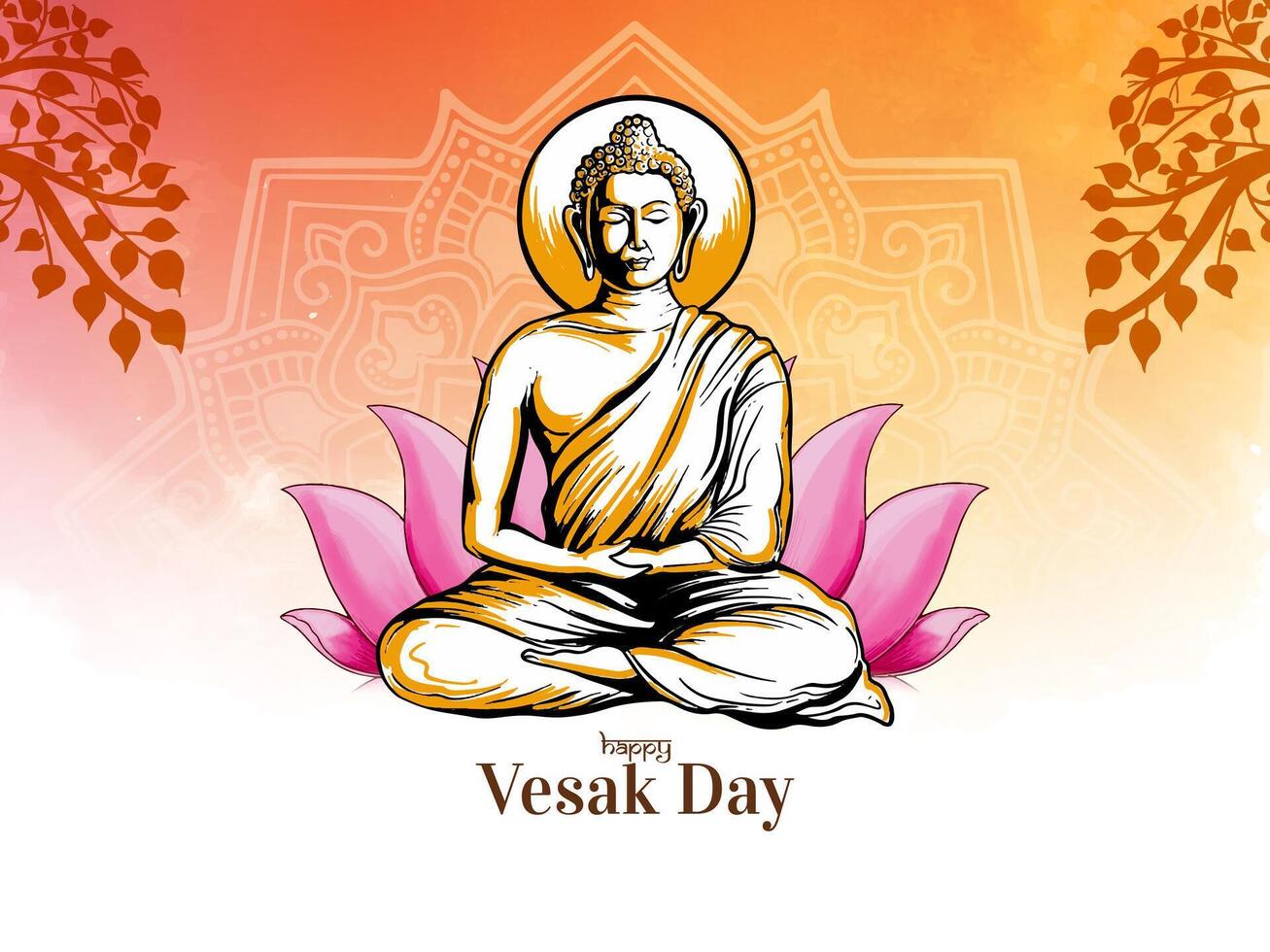 Happy Buddha purnima or Vesak day card with gautam buddha design vector