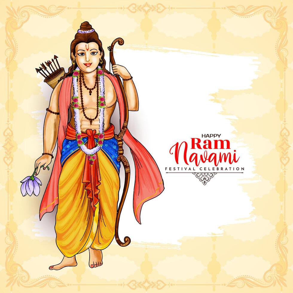 Happy Shree Ram Navami hindu cultural festival greeting background vector