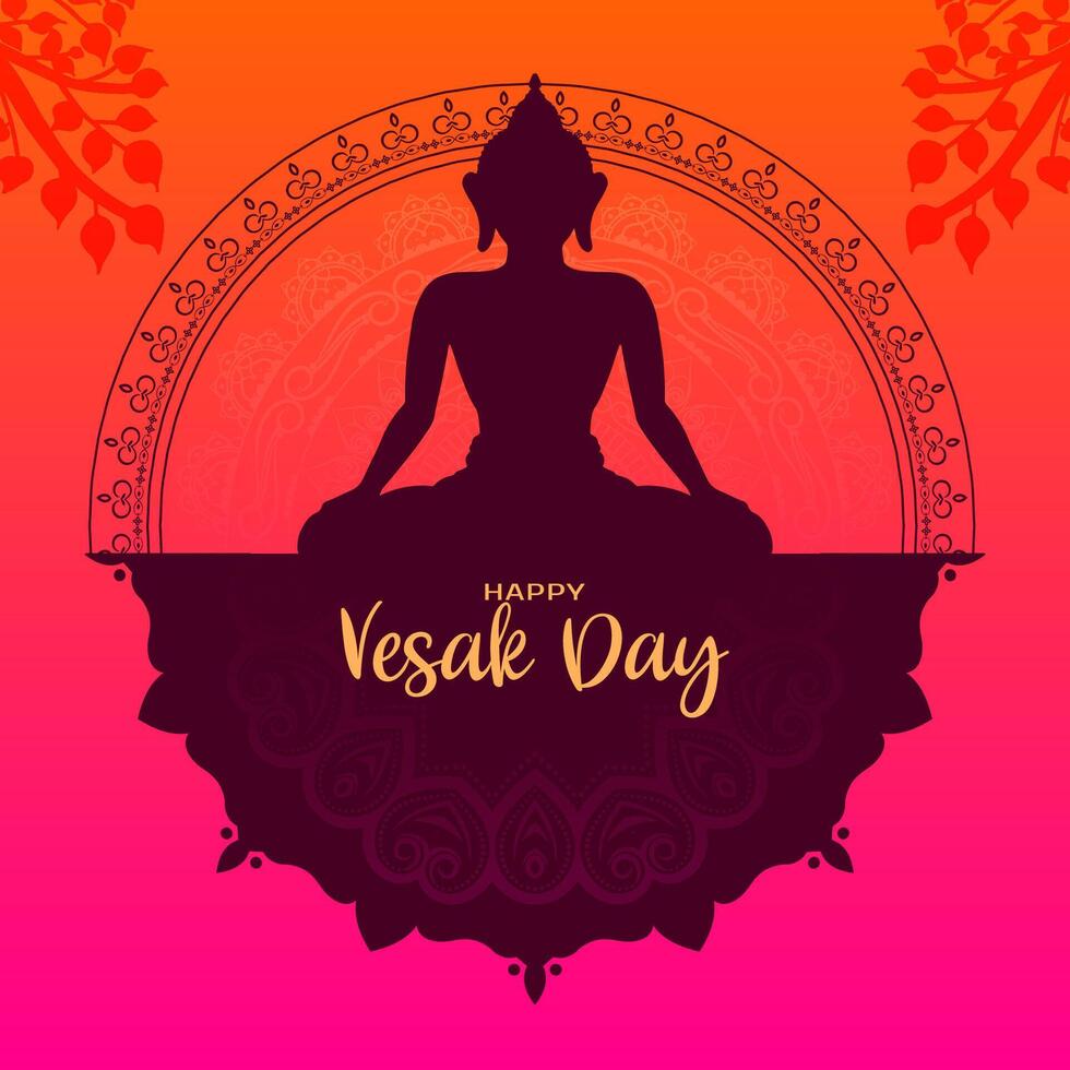 Beautiful Happy Vesak day or buddha purnima festival card design vector