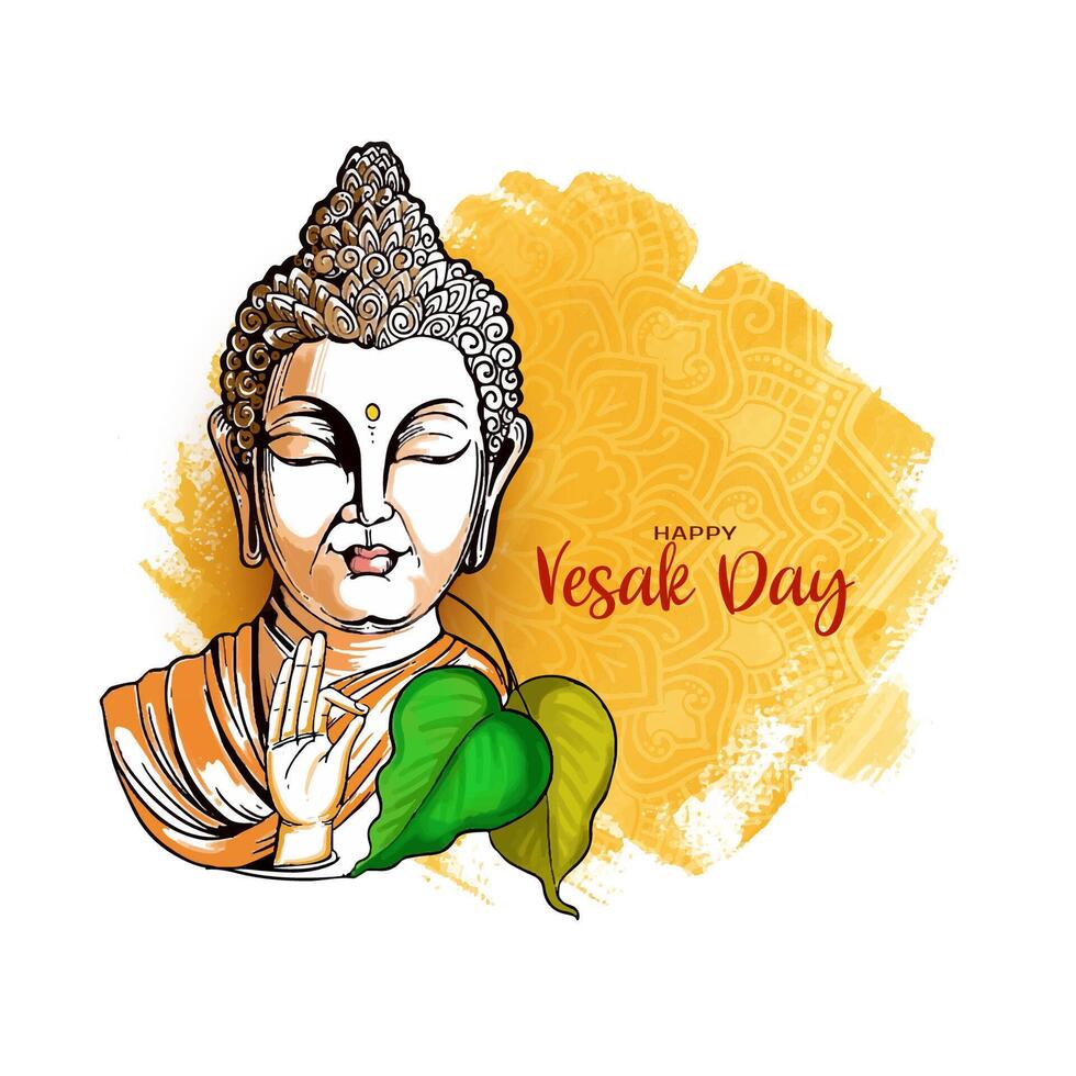 Beautiful Happy Vesak day and Buddha purnima hindu festival greeting card vector