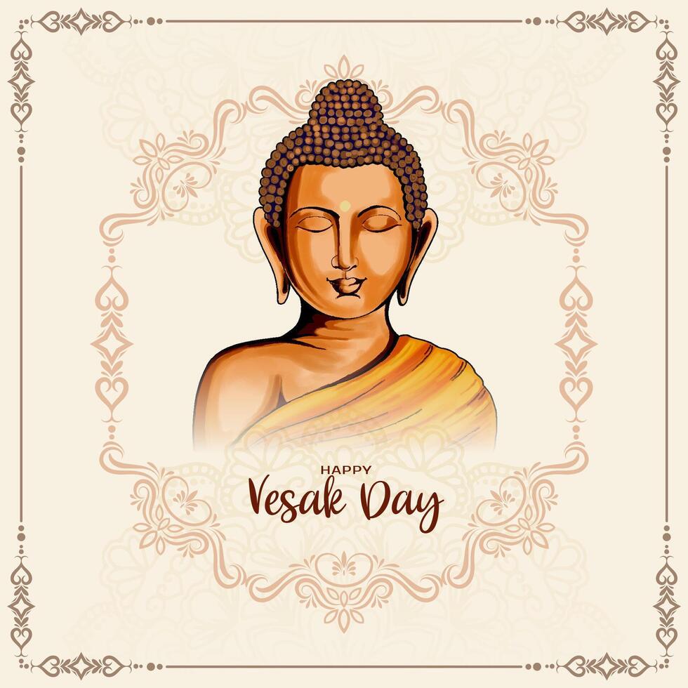 contento Buda purnima o vesak día festival saludo tarjeta vector