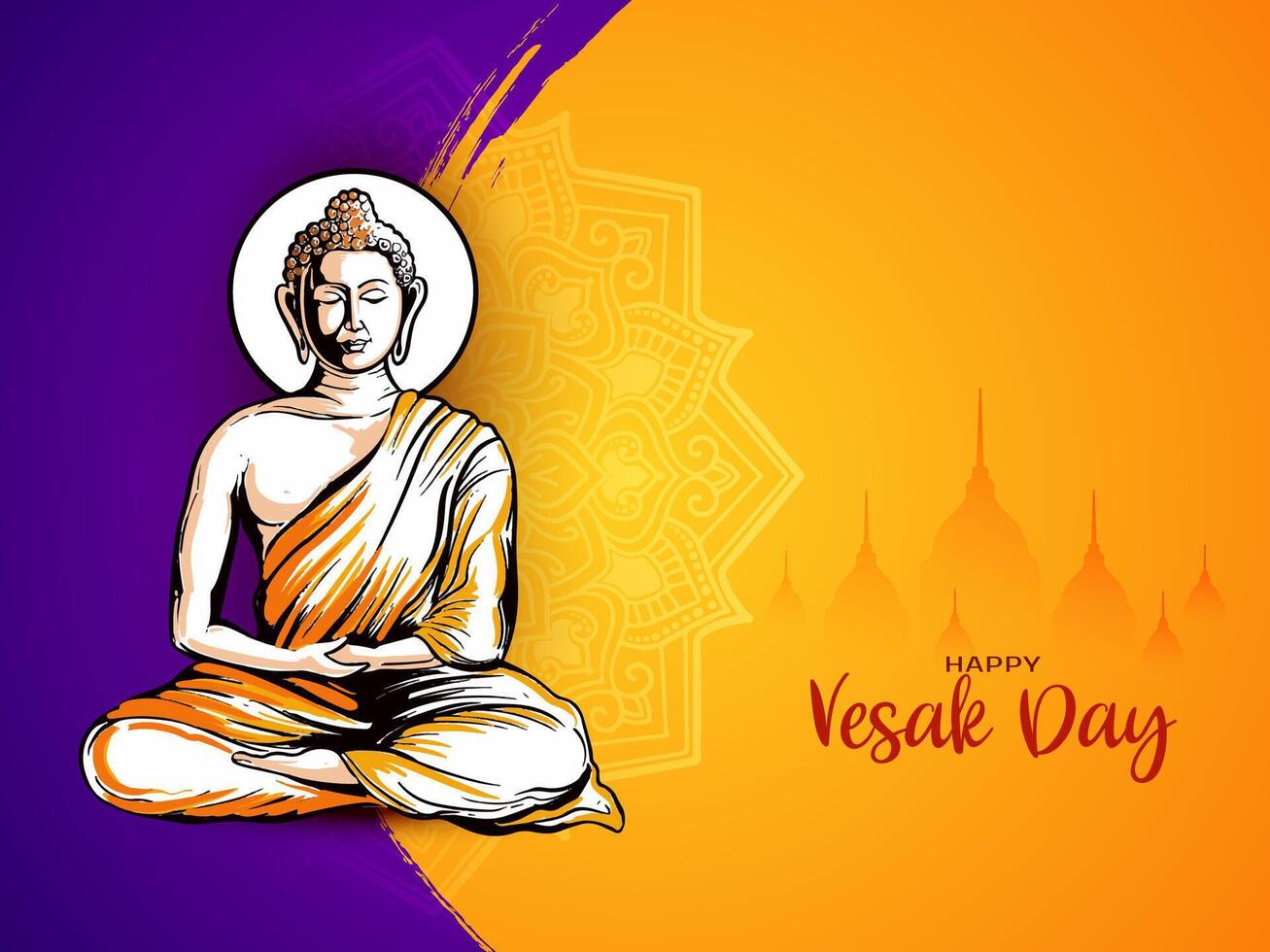 Happy Buddha purnima or Vesak day card with gautam buddha design vector