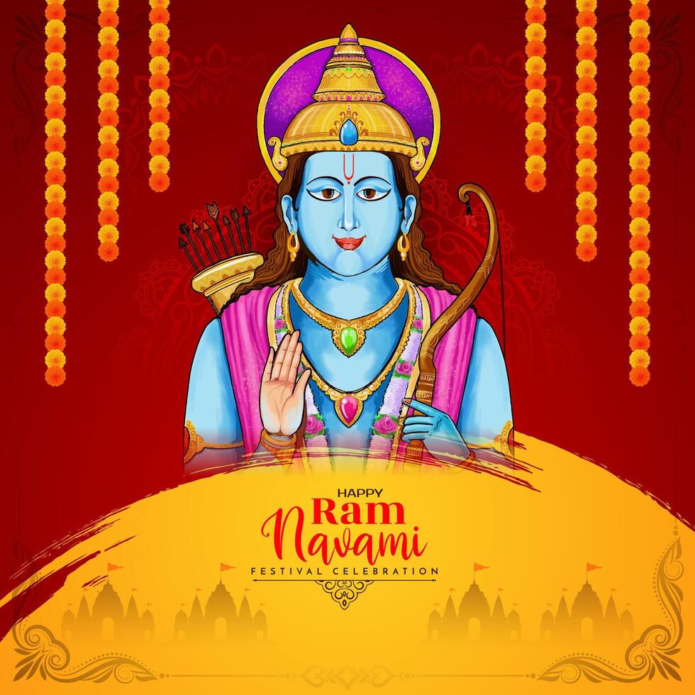 Happy Ram Navami Indian festival celebration background design vector