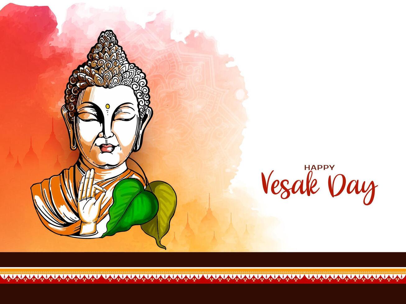 Happy Buddha purnima and Vesak day religious festival celebration card vector