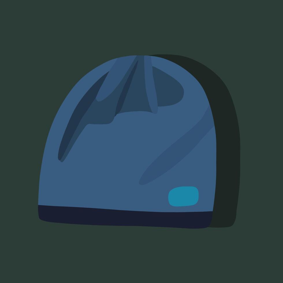 aislado ilustración de un invierno Deportes gorra.azul sombrero en un verde antecedentes. vector